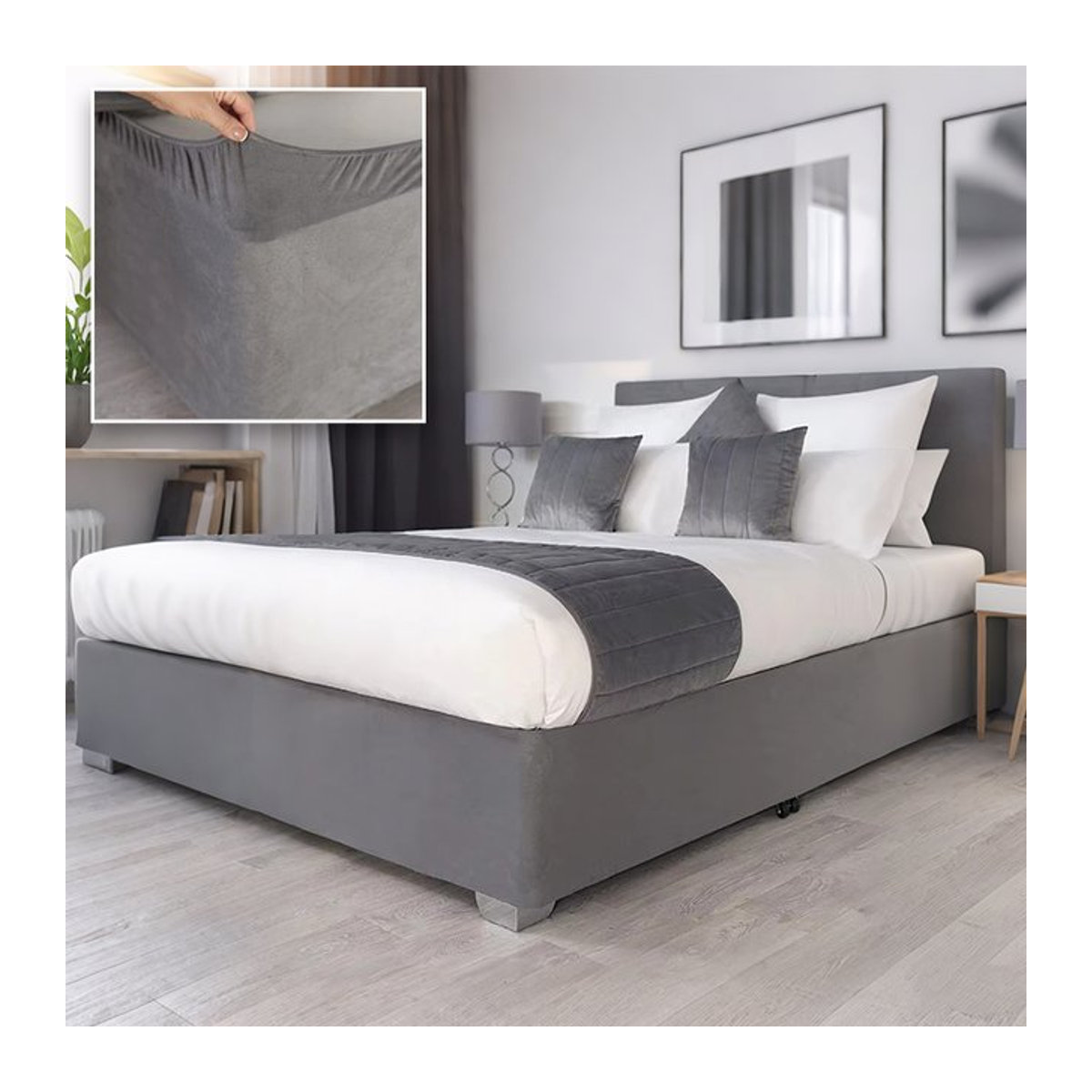 Boxspring-Bezug mit Bettrock als Matratzenschoner-Ummantelung in Weiß oder Grau - Bild 1