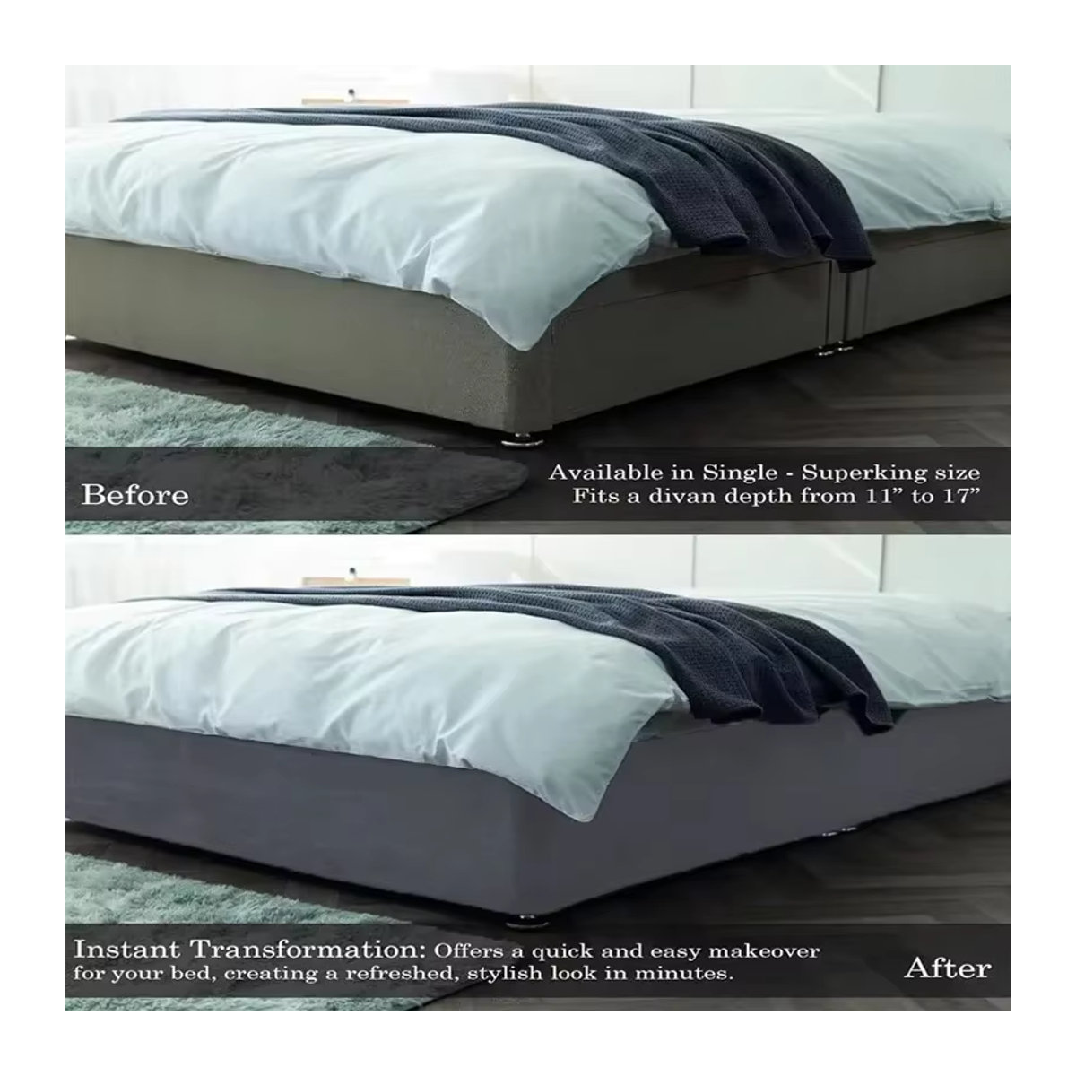 Boxspring-Bezug mit Bettrock als Matratzenschoner-Ummantelung in Weiß oder Grau - Bild 5