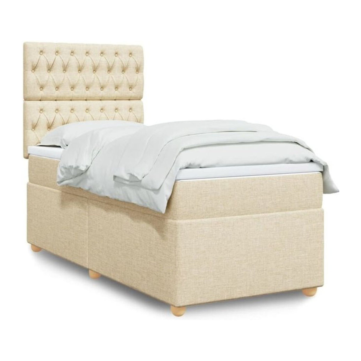 Boxspringbett mit Matratze von vidaxl in Beige aus Stoff, B/T/H: 90 x 200 x 150,5 cm - Bild 1