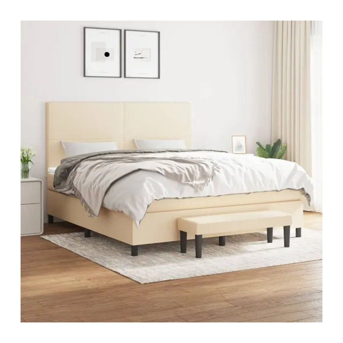 Boxspringbett mit Matratze von vidaxl in Beige, Stoff und Holzwerkstoff, B/T: 160 x 200 cm - Bild 1