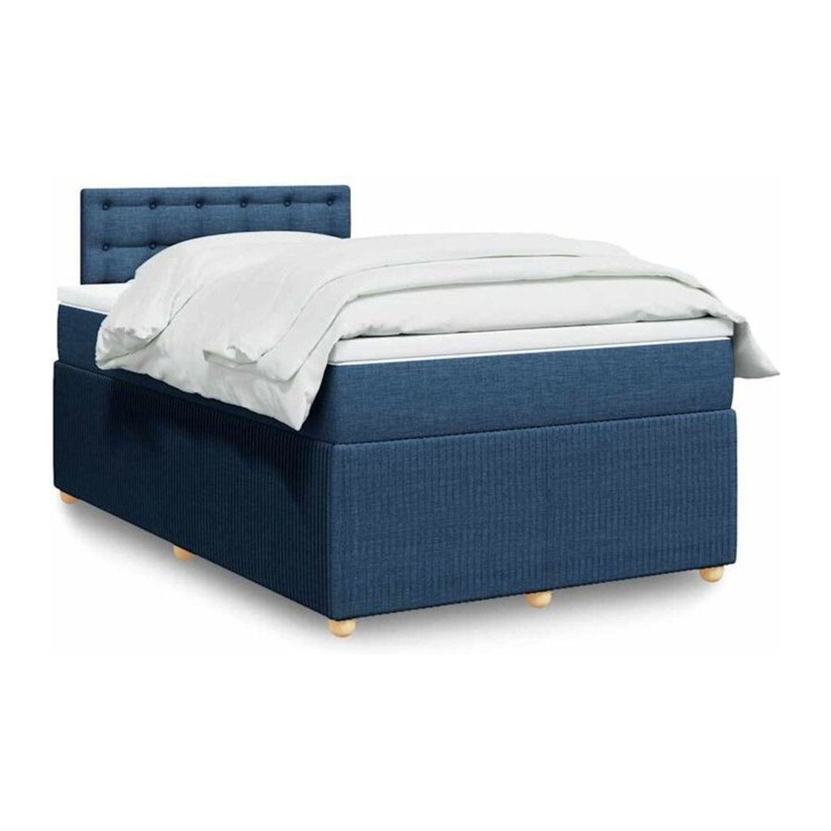 Boxspringbett mit Matratze von vidaxl in Blau und Weiß aus Stoff, Modernes Design, B/T/H: 190 x 120 x 100,5 cm - Bild 1