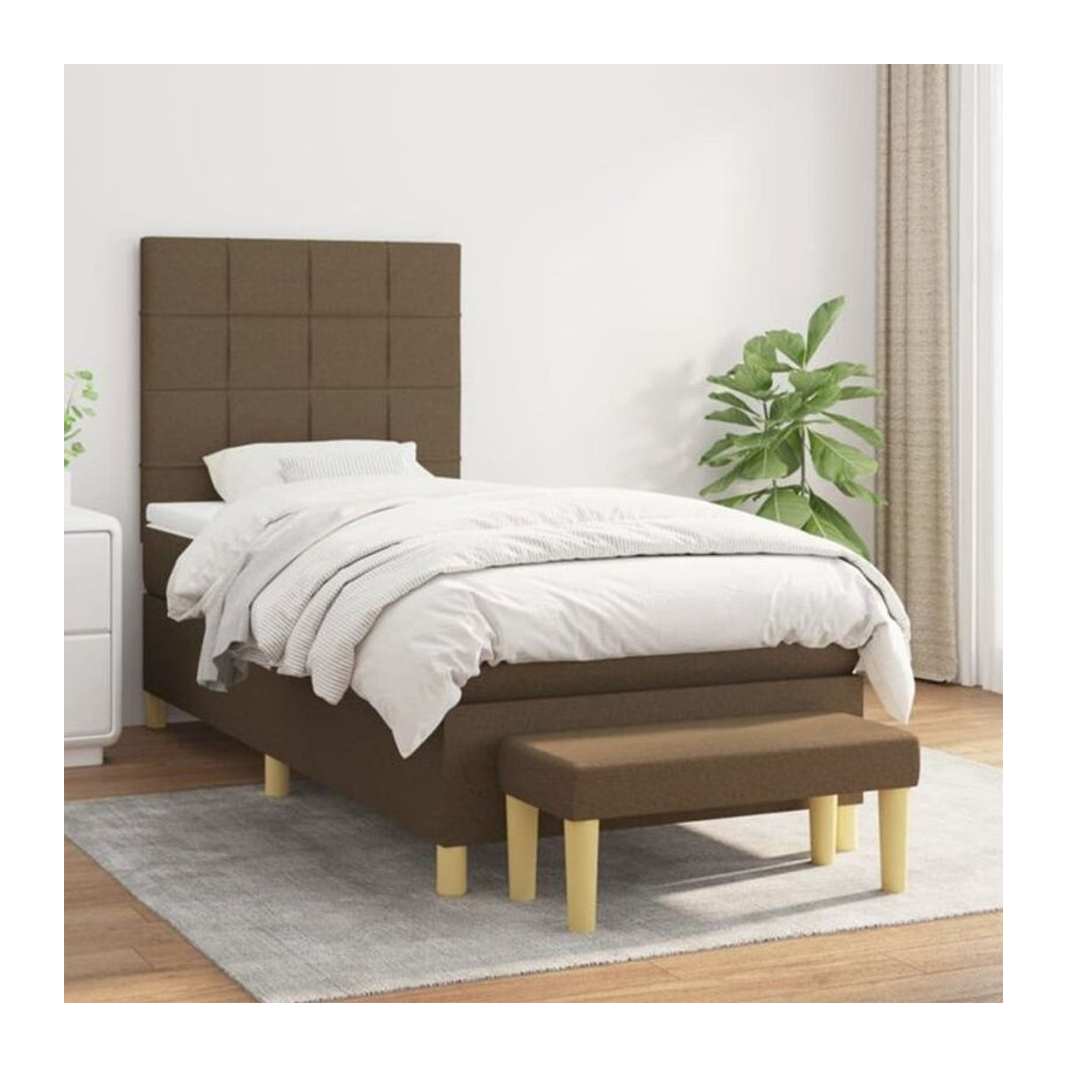 Boxspringbett mit Matratze von vidaxl in Braun aus Stoff, B/T: 100 x 200 cm - Bild 1