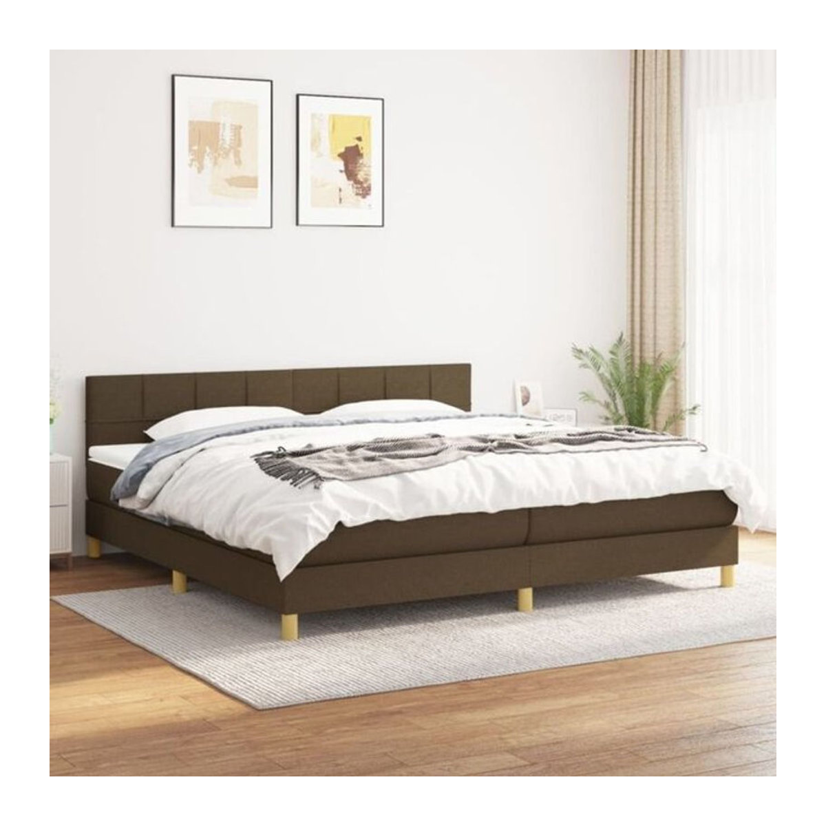 Boxspringbett mit Matratze von vidaxl in Braun aus Stoff und Holzwerkstoff, B/T: 200 x 200 cm - Bild 1