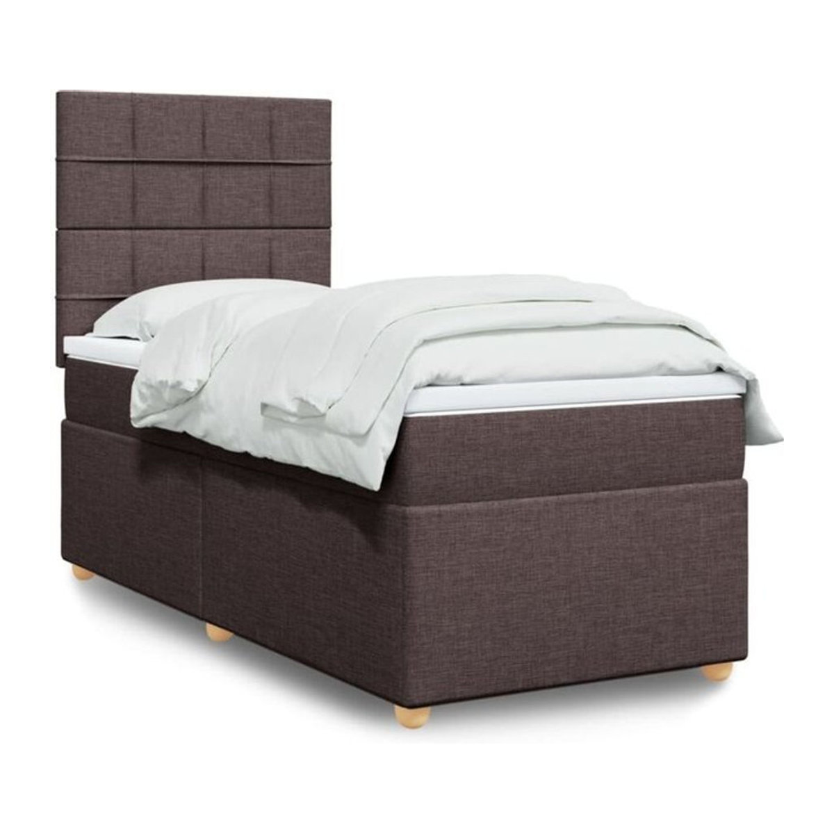 Boxspringbett mit Matratze von vidaxl in Braun und Weiß aus Stoff, B/T/H: 100 x 200 x 140,5 cm - Bild 1