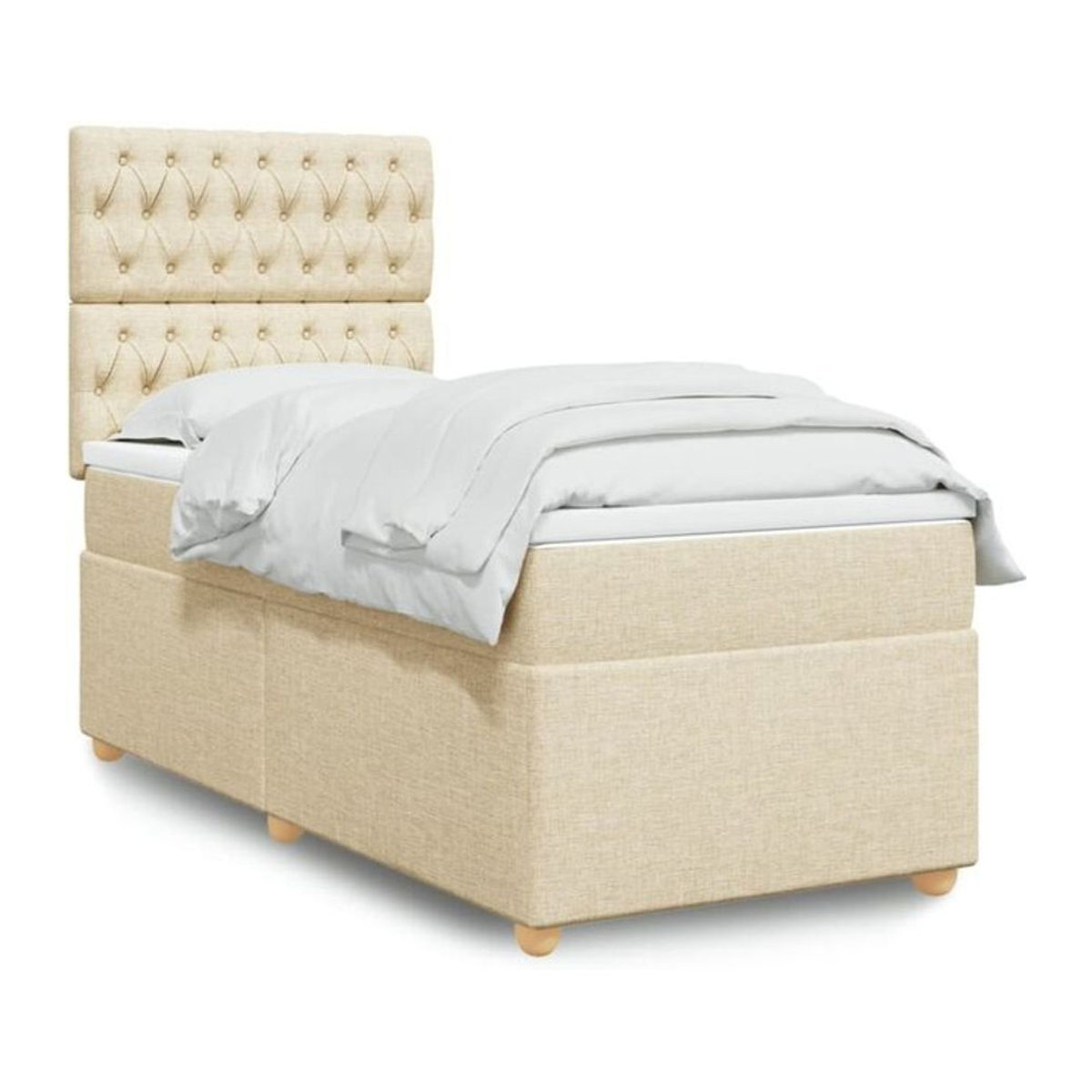 Boxspringbett mit Matratze von vidaxl in Creme, Stoffbezug, B/T/H: 90 x 200 x 150,5 cm - Bild 1