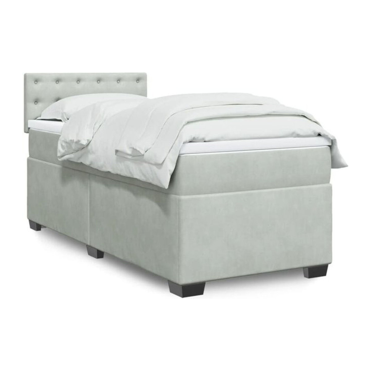 Boxspringbett mit Matratze von Vidaxl in Grau aus Samt, B/T/H: 100 x 200 x 100,5 cm - Bild 1