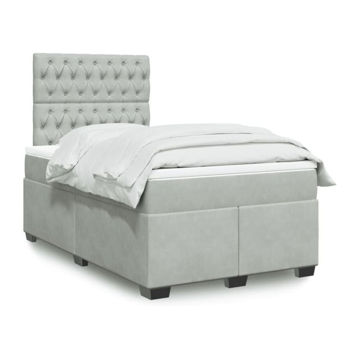 Boxspringbett mit Matratze von Vidaxl in Grau aus Samt, B/T/H: 120 x 200 cm - Bild 1