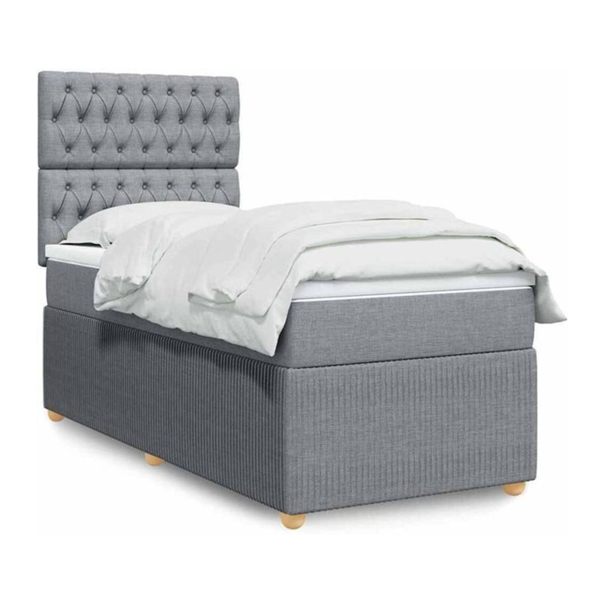 Boxspringbett mit Matratze von vidaxl in Grau aus Stoff, B/T/H: 90 x 200 x 140,5 cm - Bild 1