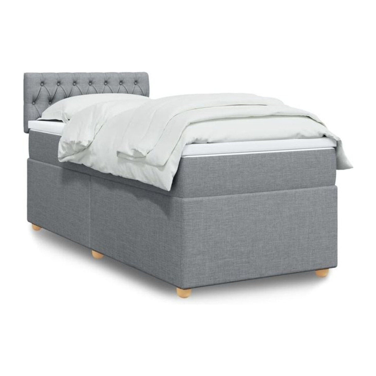 Boxspringbett mit Matratze von vidaxl in Grau aus Stoff und Holzwerkstoff, B/T/H: 90 x 190 x 100,5 cm - Bild 1