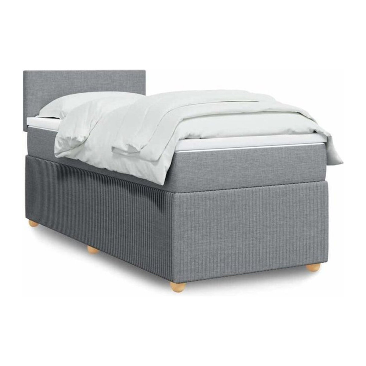 Boxspringbett mit Matratze von vidaxl in Grau und Weiß aus Stoff, B/T/H: 90 x 190 x 100,5 cm - Bild 1