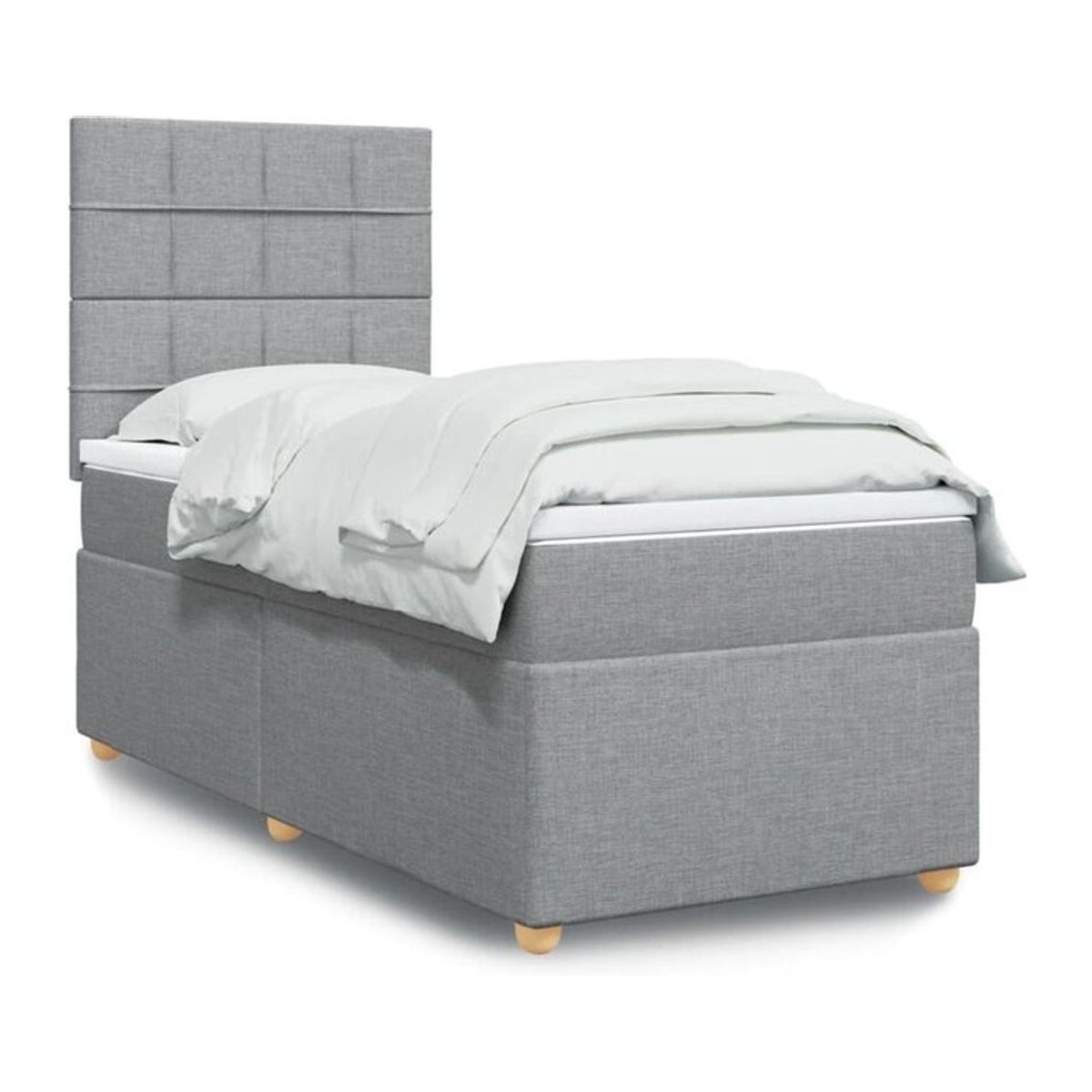 Boxspringbett mit Matratze von vidaxl in Grau und Weiß aus Stoff, B/T/H: 90 x 190 x 140,5 cm - Bild 1