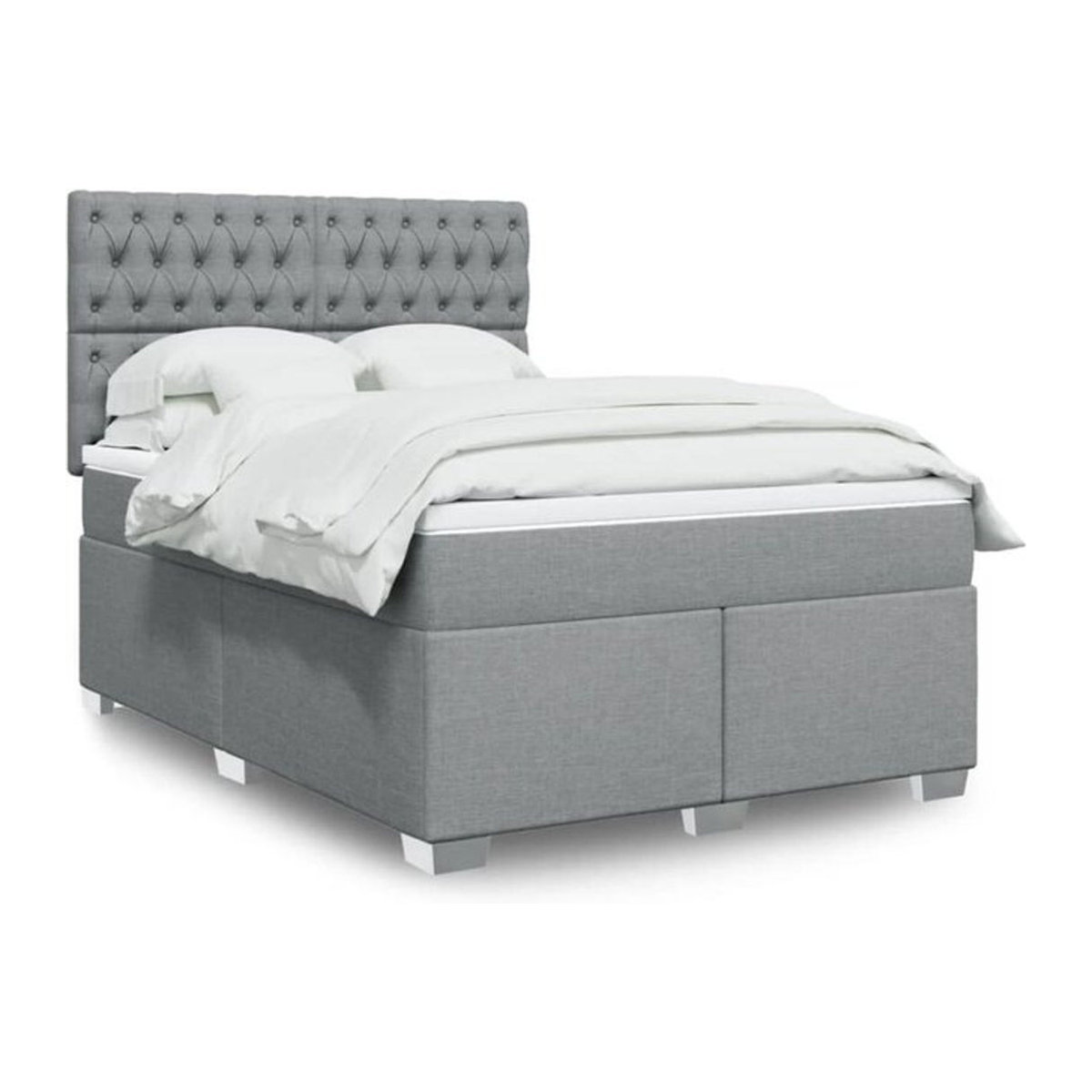 Boxspringbett mit Matratze von vidaxl in Grau und Weiß aus Stoff und Holzwerkstoff, B/T/H: 160 x 200 x 150,5 cm - Bild 1