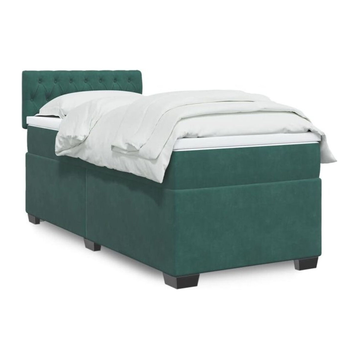 Boxspringbett mit Matratze von vidaxl in Grün aus Samt, B/T/H: 100 x 200 x 100,5 cm - Bild 1