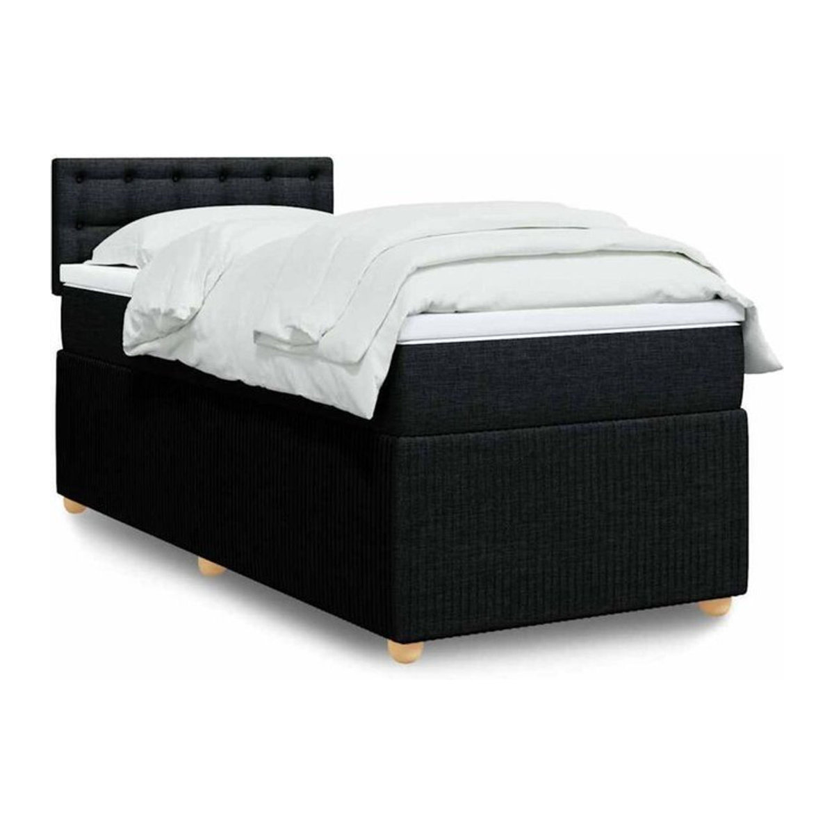 Boxspringbett mit Matratze von vidaxl in Schwarz aus Stoff, B/B/H: 80 x 200 cm - Bild 1