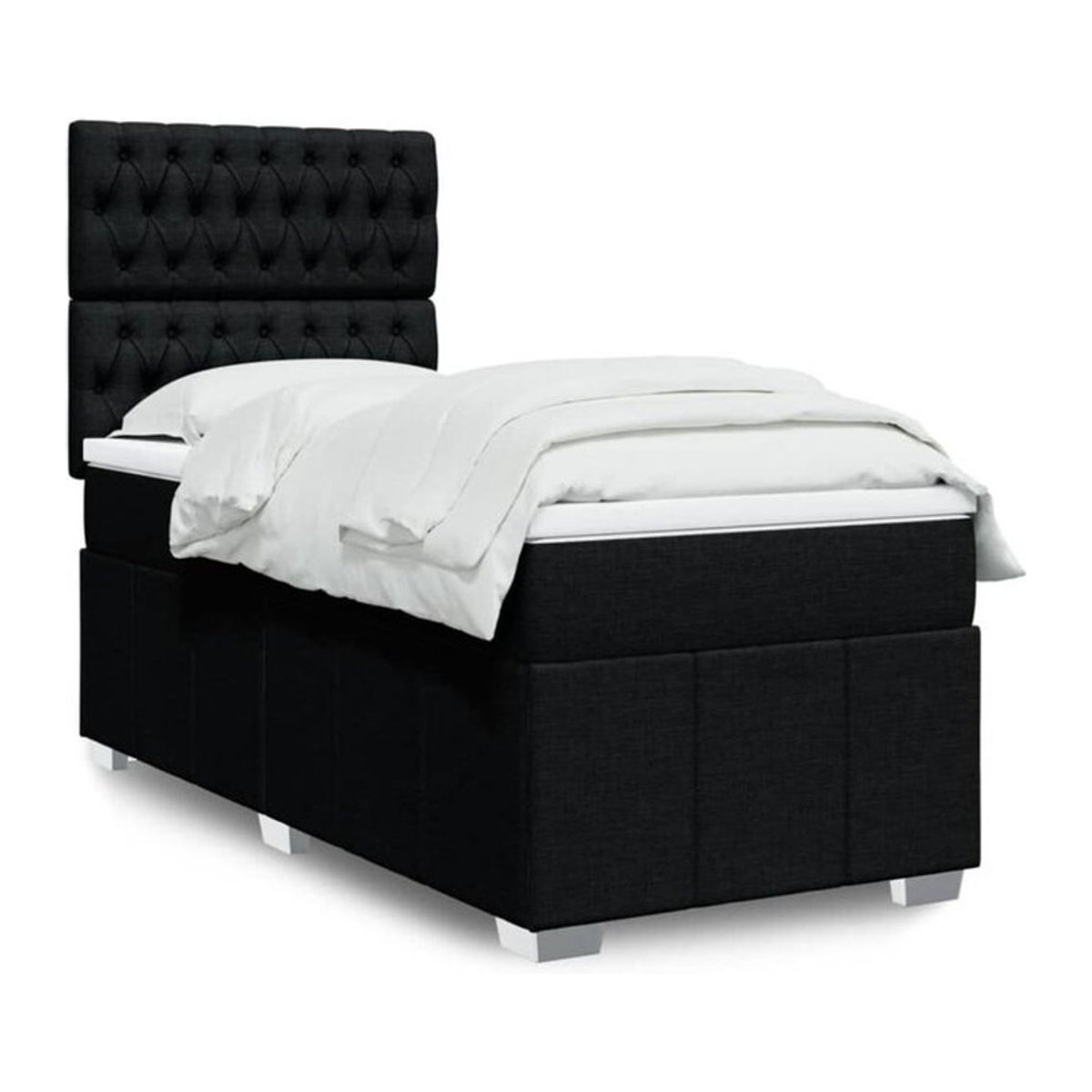 Boxspringbett mit Matratze von vidaxl in Schwarz aus Stoff, B/T: 90 x 190 cm - Bild 1