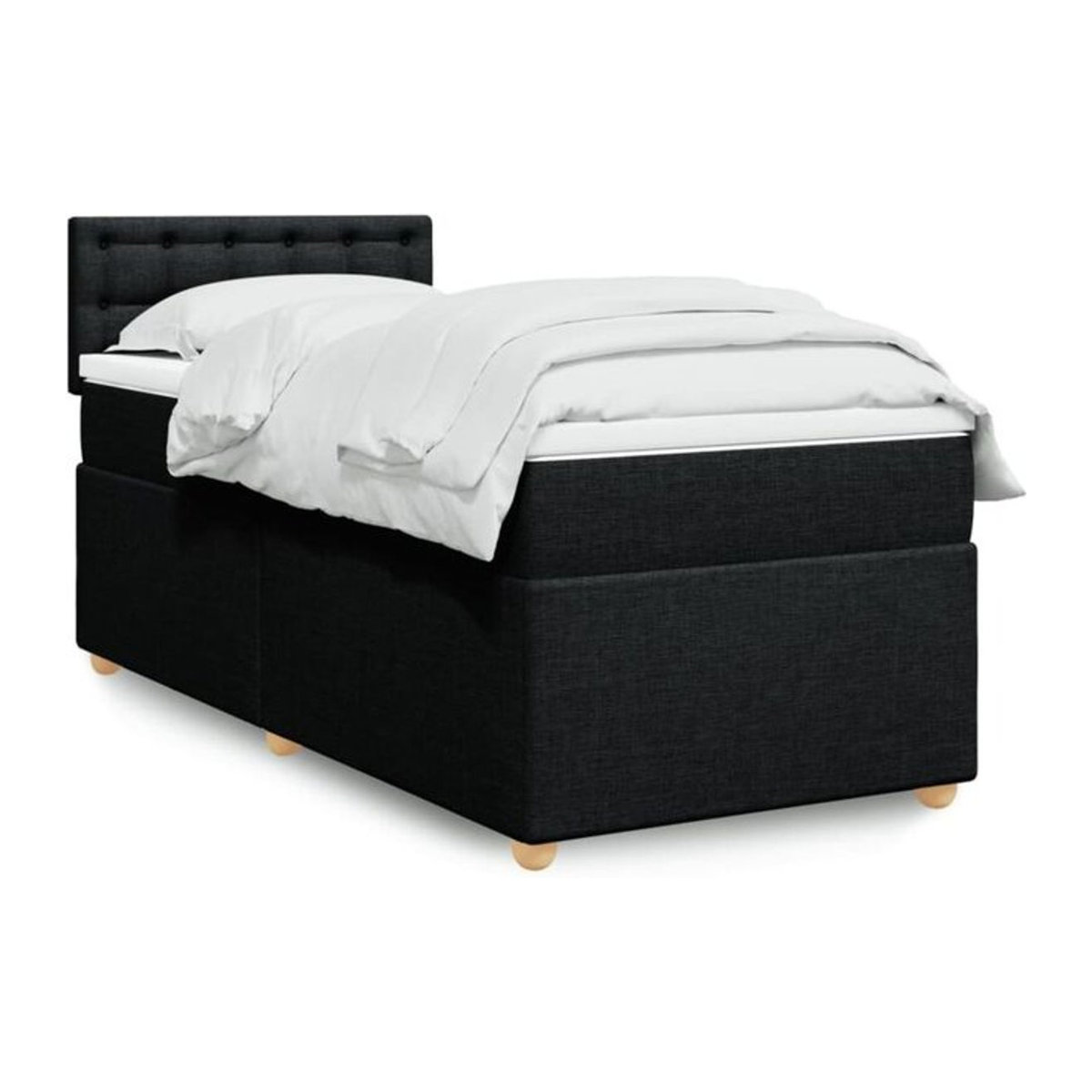 Boxspringbett mit Matratze von vidaxl in Schwarz aus Stoff, B/T/H: 90 x 200 x 100,5 cm - Bild 1