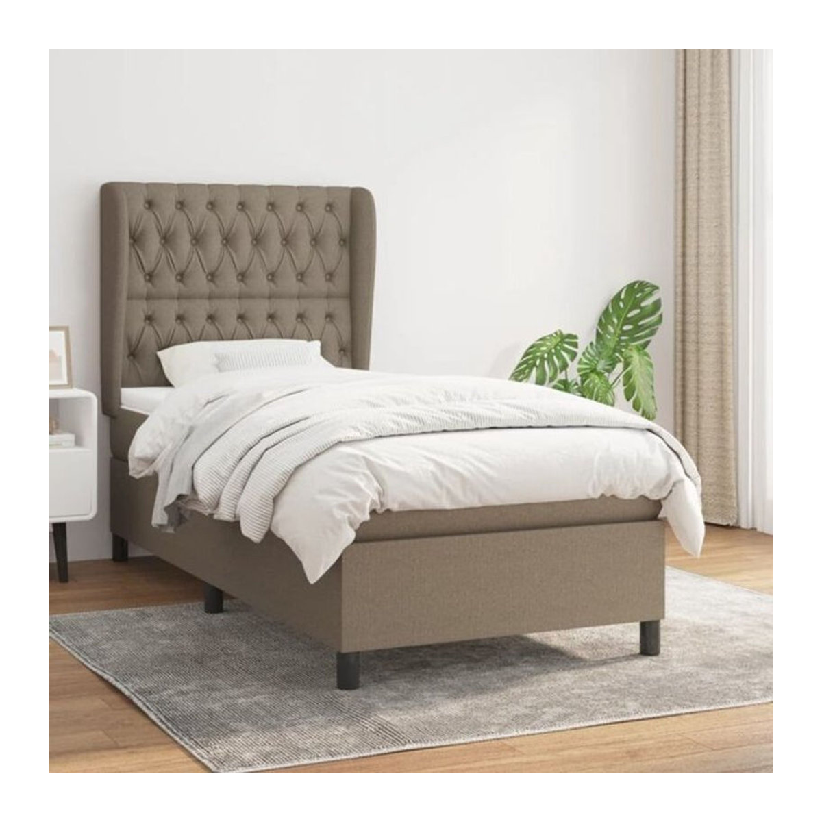 Boxspringbett mit Matratze von vidaxl in Taupe meliert aus Stoff, B/T: 100 x 200 cm - Bild 1