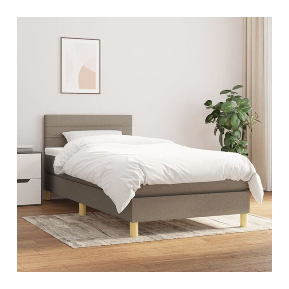Boxspringbett mit Matratze von vidaxl in Taupe meliert, Stoff Polyester, B/T: 100 x 200 cm - Bild 1