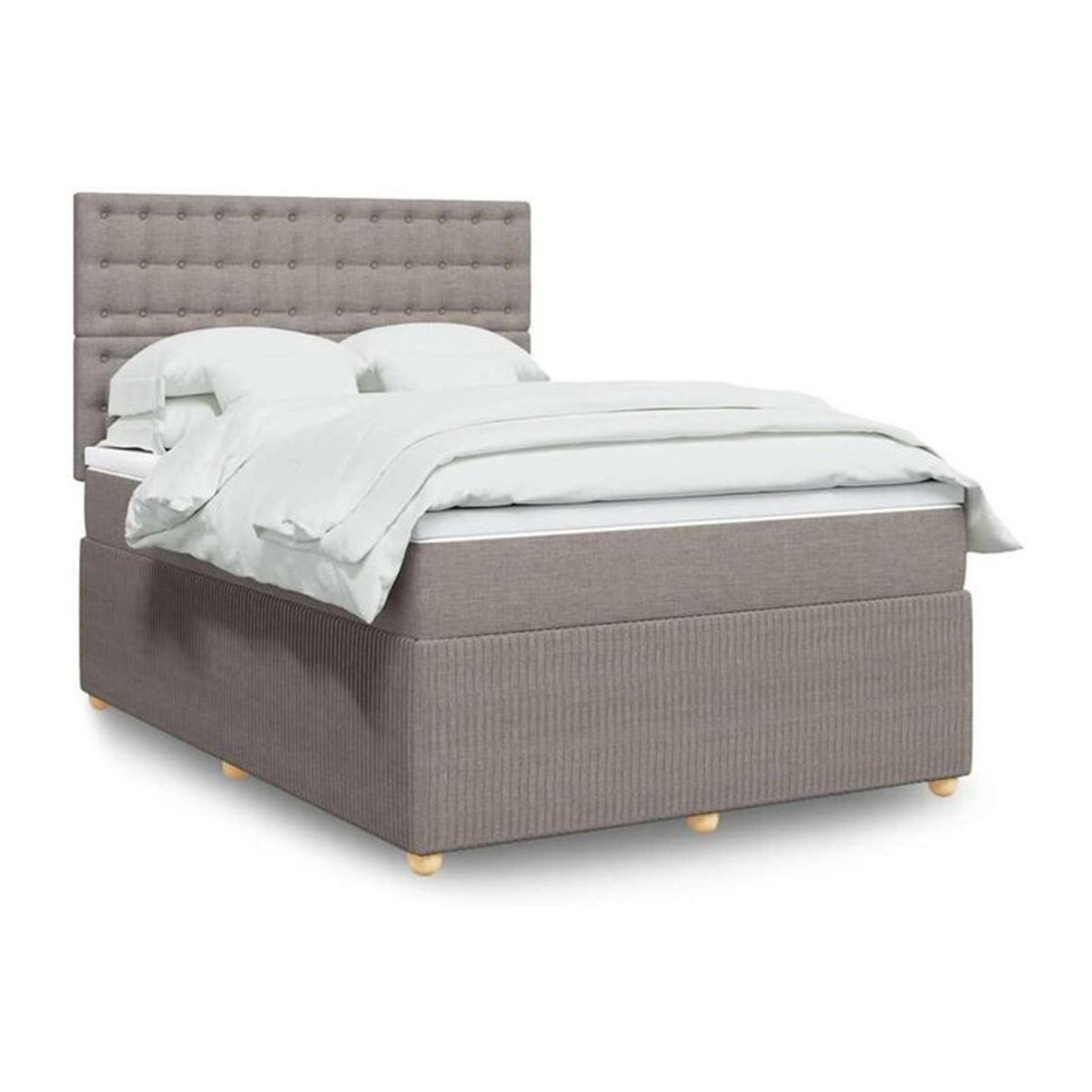 Boxspringbett mit Matratze von vidaxl in Taupe meliert, Stoff Polyester, B/T: 140 x 190 cm - Bild 1