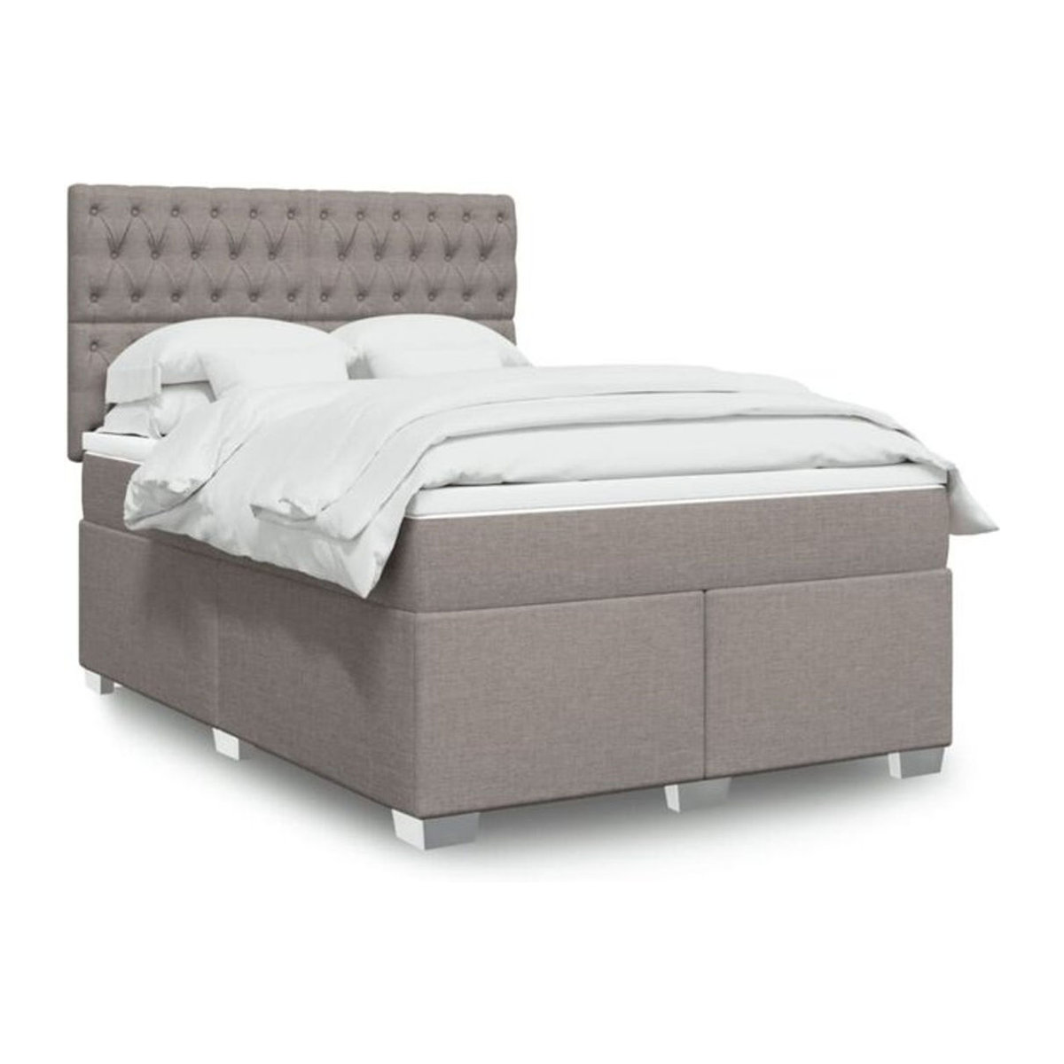 Boxspringbett mit Matratze von vidaxl in Taupe meliert und Weiß aus Stoff, B/T: 140 x 200 cm - Bild 1
