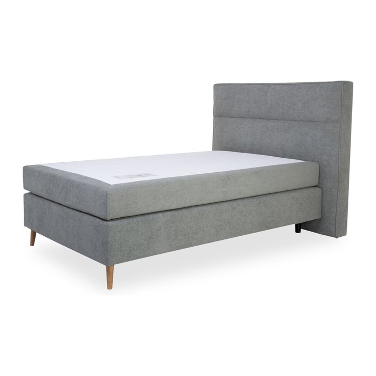 Boxspringbett Mondo Deluxe in Eiche Natur mit Stoffbezug in Grün und Grau, B/T/H: 200 x 120 x 125 cm - Bild 1