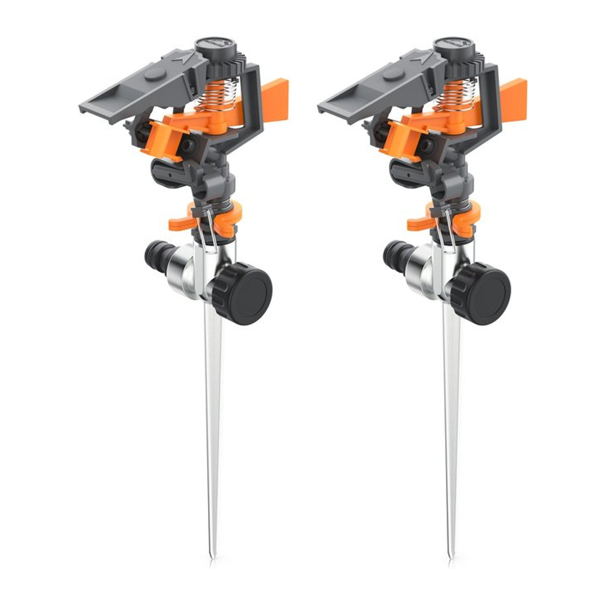 Brandson 2er Set Kreisregner Intervall-Sprinkler mit Pulsation, 360° Impulsregner für Flächen bis 200 m², Reichweite 7m, Gardena kompatibel - Bild 1