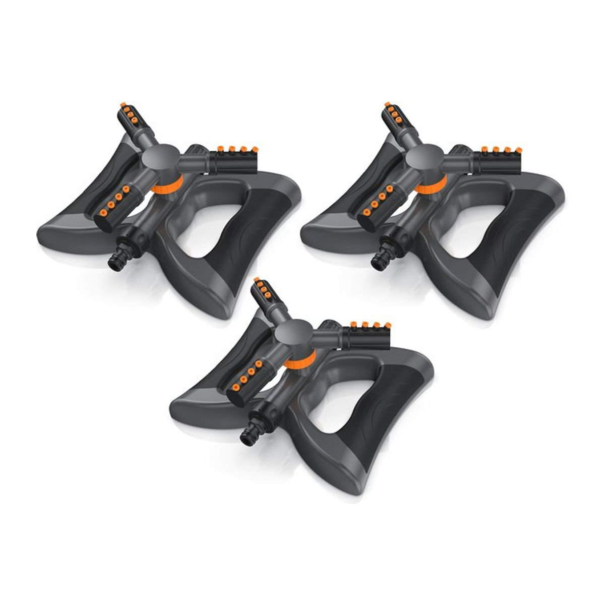 Brandson 3er Set Kreisregner Garten Sprinkler, 360 Grad Rasensprenger mit 3 Armen für Flächen bis 314 m2, Rot/Schwarz - Bild 1