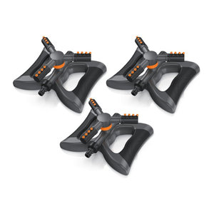 Brandson 3er Set Kreisregner Garten Sprinkler, 360 Grad Rasensprenger mit 3 Armen für Flächen bis 314 m2, Rot/Schwarz