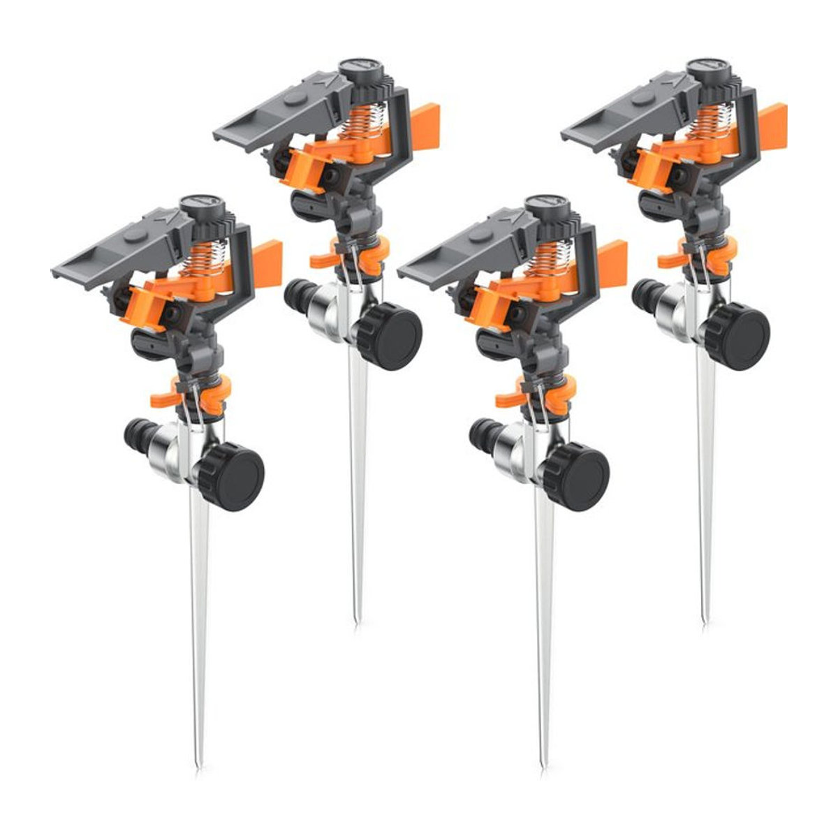 Brandson 4er Set Kreisregner Intervall-Sprinkler mit Pulsation, 360 Grad Impulsregner für Flächen bis 200 m², 7m Reichweite, Gardena kompatibel - Bild 1