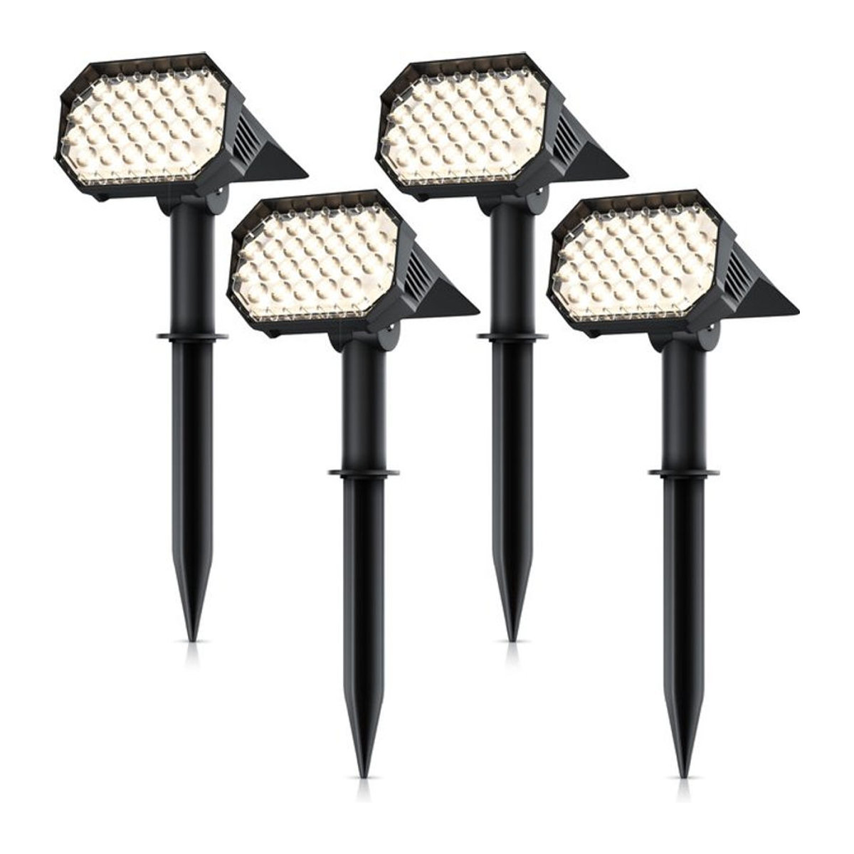 Brandson 4er Set Solar Gartenstrahler LED Erdspießleuchte mit Wandmontage, Warmweiß, 80 Lumen, IP65, Schwarz - Bild 1