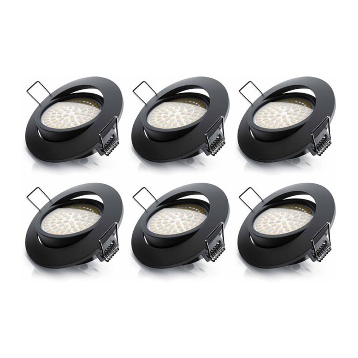 Brandson 6er Set LED Einbaustrahler dimmbar und schwenkbar mit Aluminium Rahmen in Schwarz Warmweiß - Bild 1