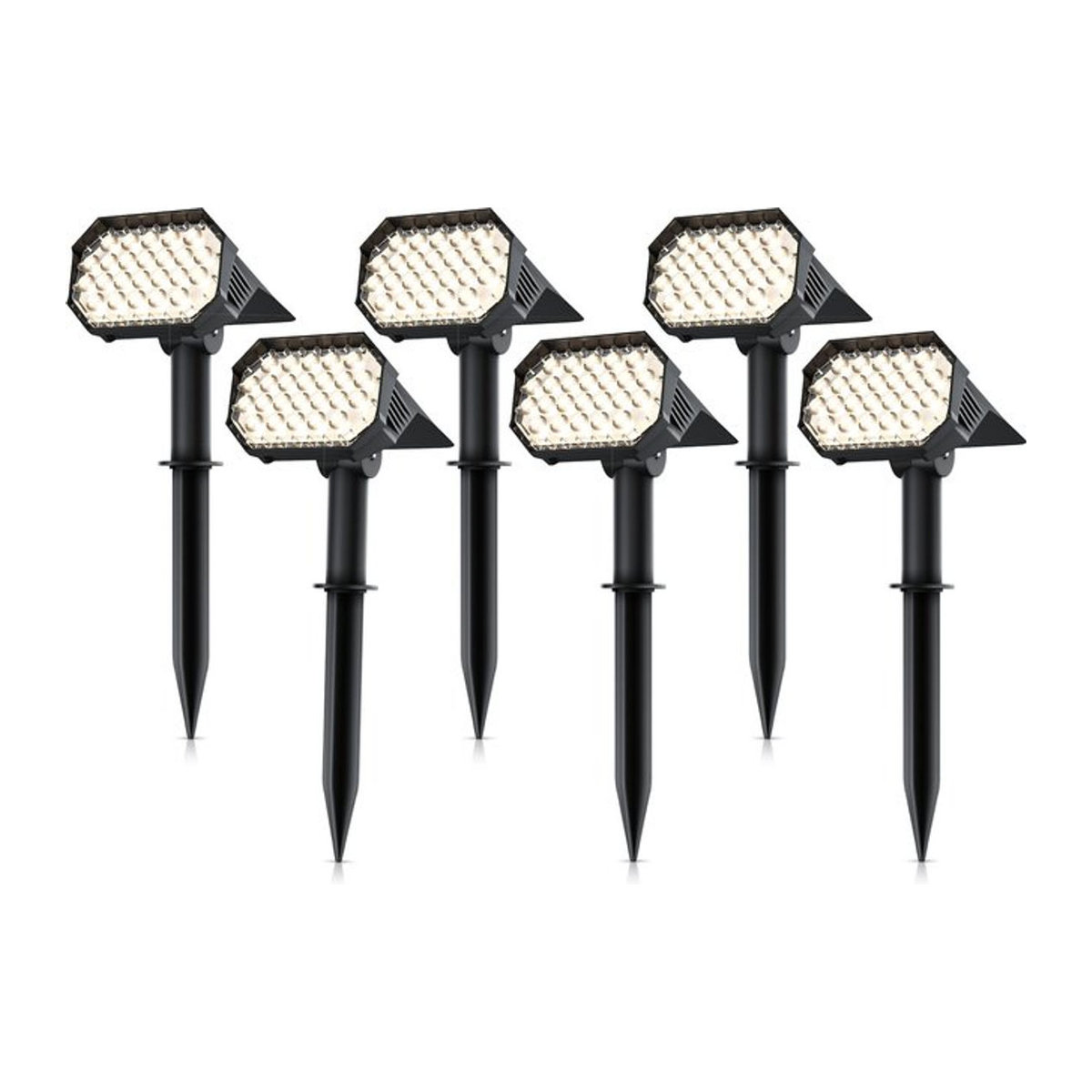 Brandson 6er Set Solar Gartenstrahler LED Erdspießleuchten Warmweiß Schwarz IP65 - Bild 1