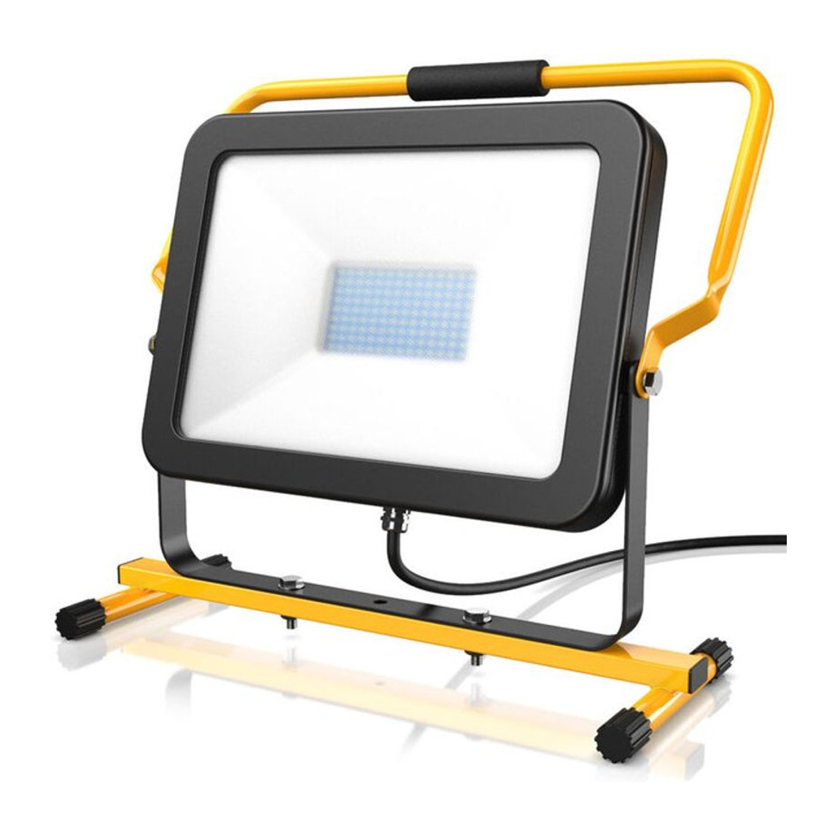 Brandson LED Baustrahler 100 Watt Arbeitsscheinwerfer mit 126 SMD LEDs und 10000 Lumen inklusive Standgestell und Tragegriff - Bild 1