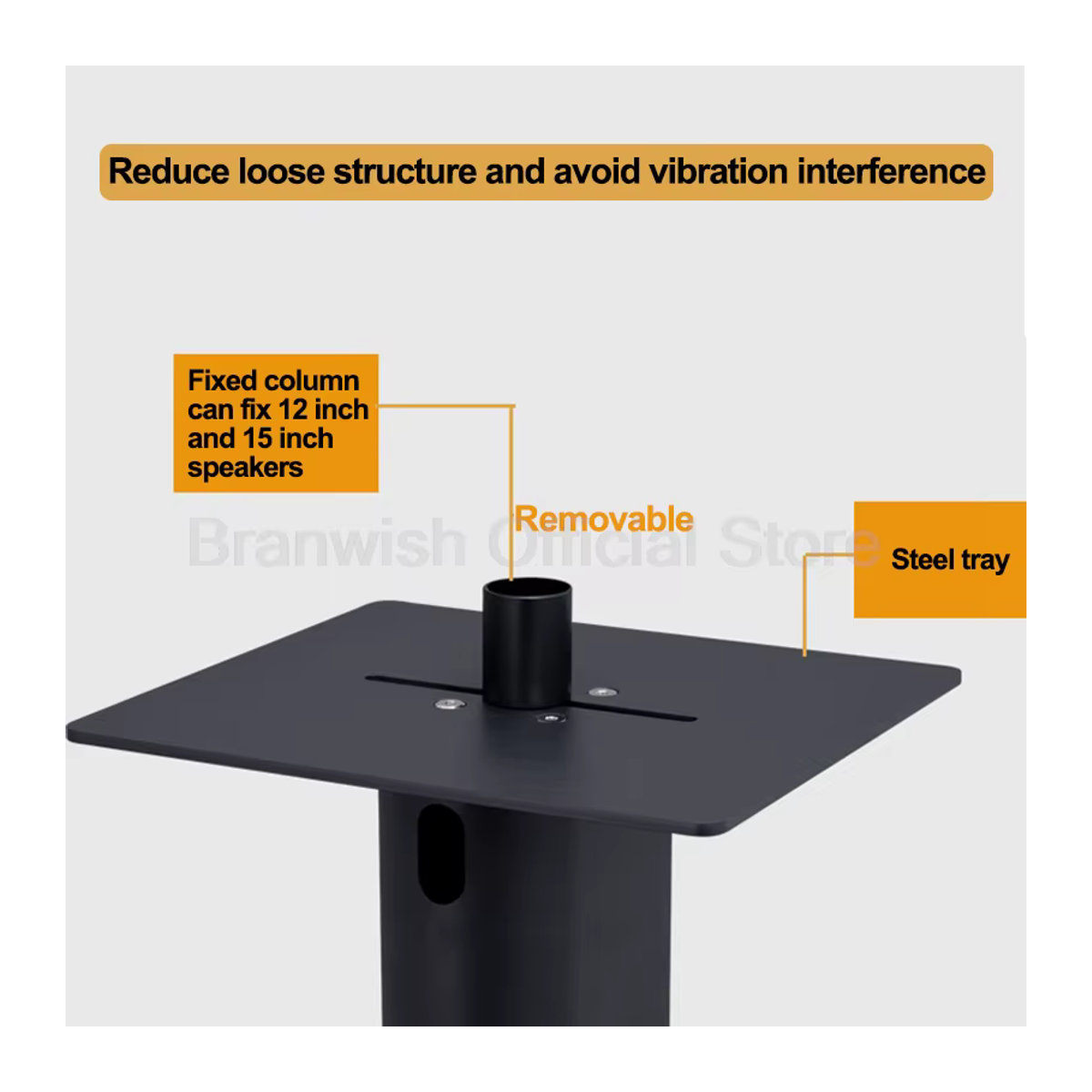 Branwish Lautsprecher Ständer aus Holz für Heimkino und Surround Sound, 2er Set, Schwarz, Minimalistisches Design, Höhe: 60 cm oder 80 cm - Bild 1