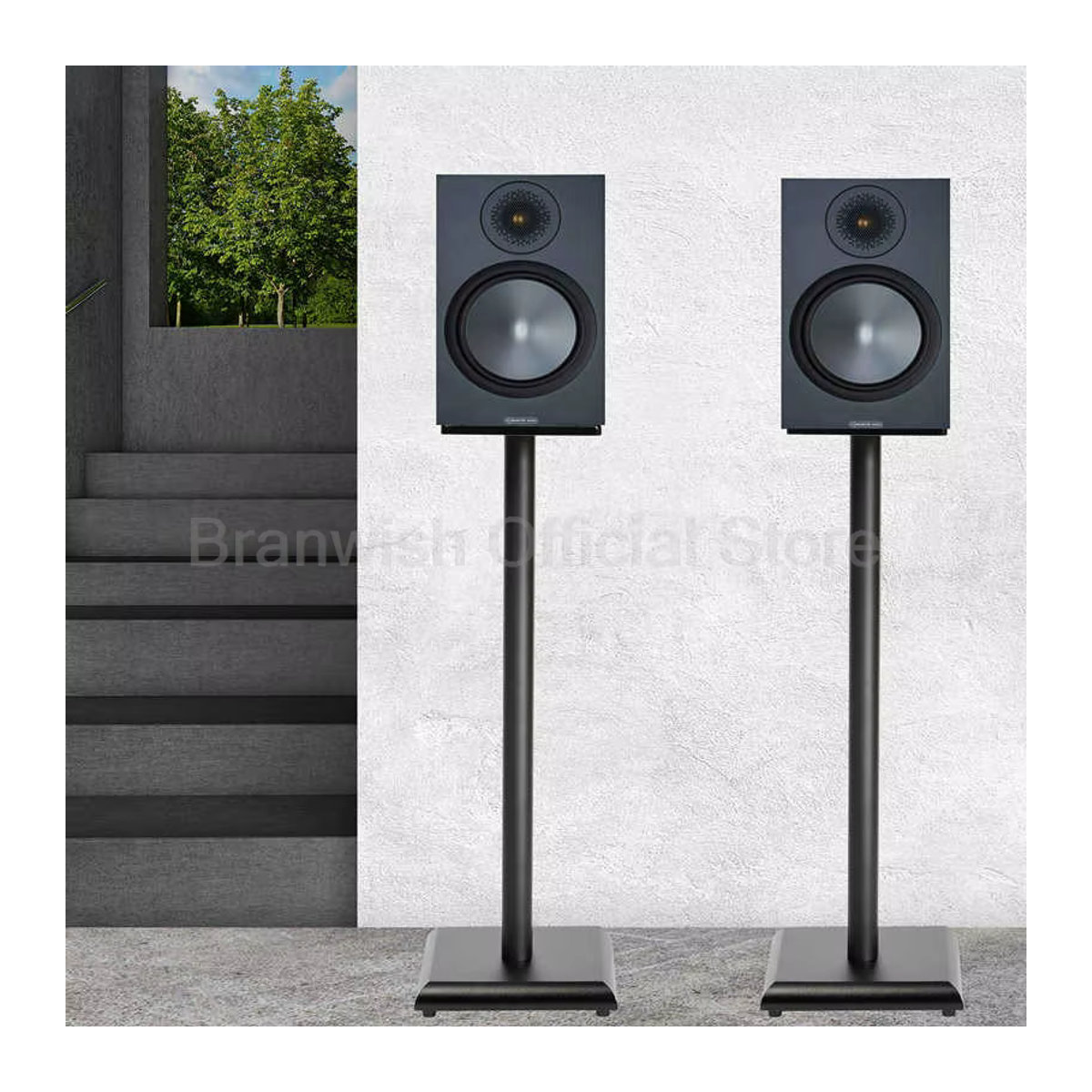 Branwish Lautsprecher Ständer aus Holz für Heimkino und Surround Sound, 2er Set, Schwarz, Minimalistisches Design, Höhe: 60 cm oder 80 cm - Bild 2