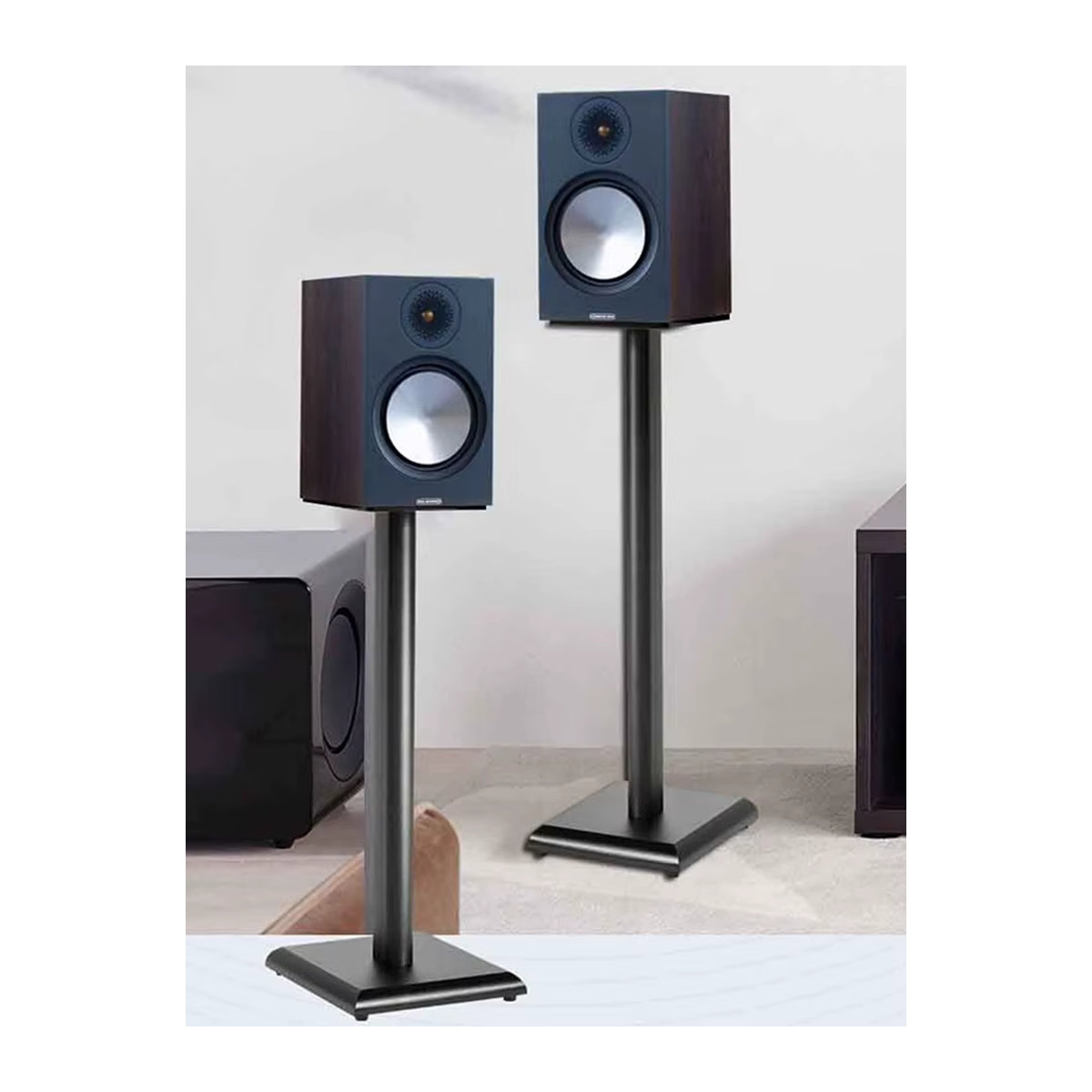 Branwish Lautsprecher Ständer aus Holz für Heimkino und Surround Sound, 2er Set, Schwarz, Minimalistisches Design, Höhe: 60 cm oder 80 cm - Bild 3