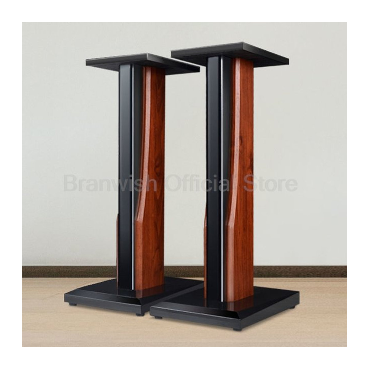 Branwish Modernes Lautsprecherständer-Set aus Holz in Braun für HiFi-Boxen und Verstärker - Bild 1