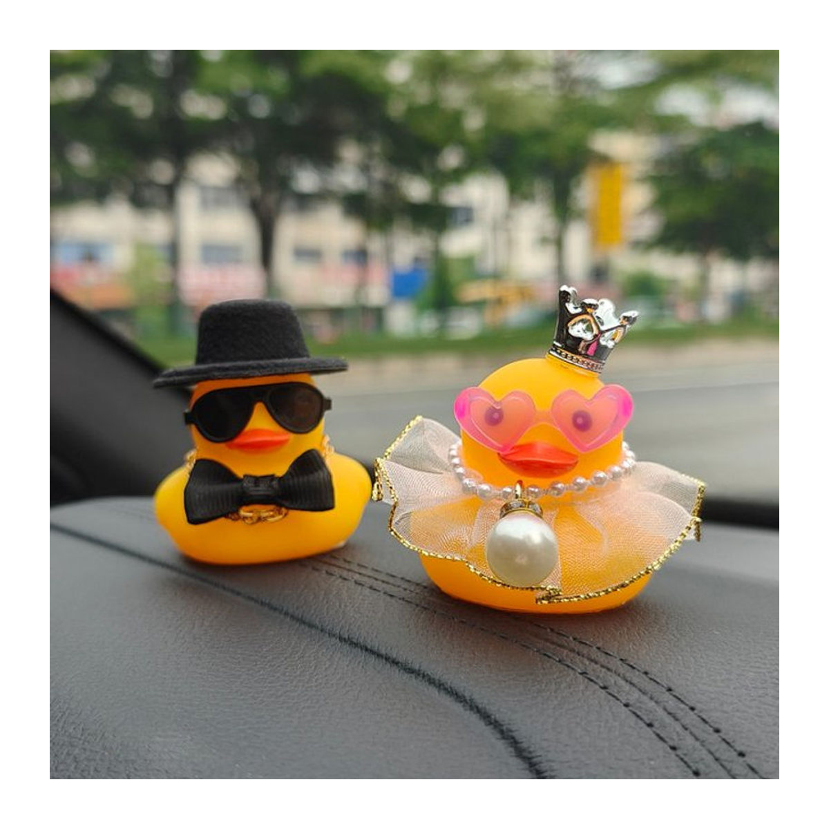 Braut und Bräutigam Gummienten Set aus Kunststoff in Gelb als Autodekoration und Hochzeitsgeschenk - Bild 1