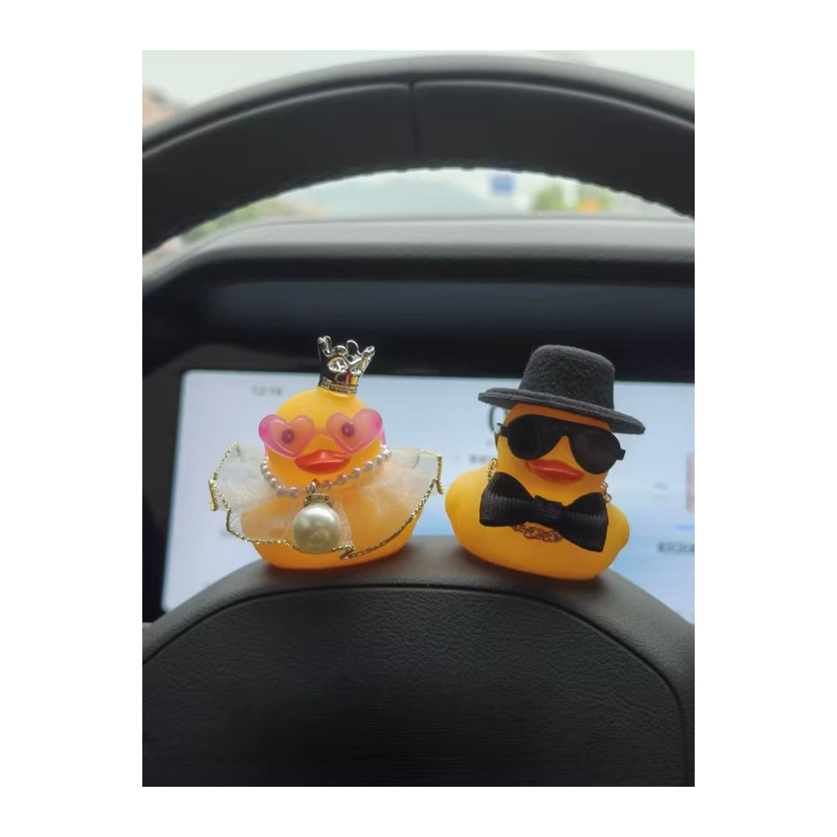 Braut und Bräutigam Gummienten Set aus Kunststoff in Gelb als Autodekoration und Hochzeitsgeschenk - Bild 6