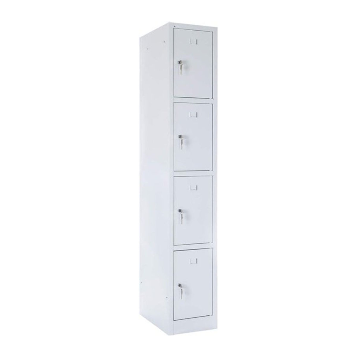 BRB Fächerschrank aus Metall in Weiß mit 4 Fächern und Drehtüren, Freistehend, B/T/H: 180 x 50 x 30 cm - Bild 1