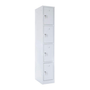 BRB Fächerschrank aus Metall in Weiß mit 4 Fächern und Drehtüren, Freistehend, B/T/H: 180 x 50 x 30 cm