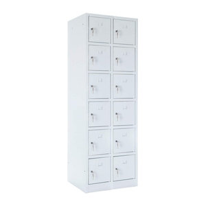 BRB Fächerschrank in Weiß mit 12 Fächern und Drehtüren, H x B x T: 180 x 50 x 60 cm