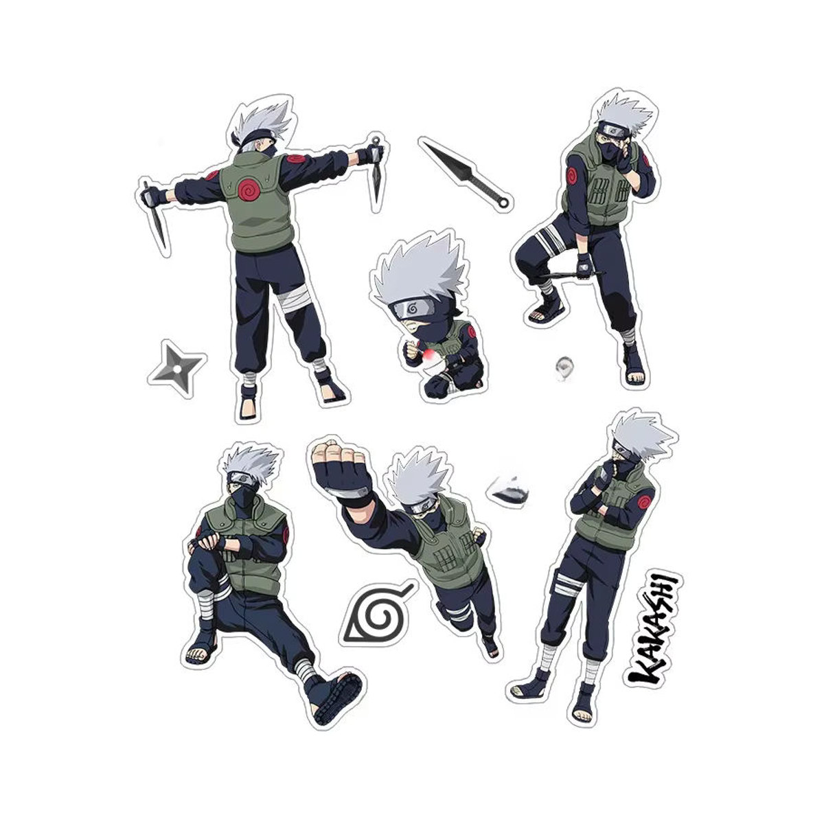 Brdwn Naruto Cosplay Aufkleber Set mit Kakashi, Sakura und Sasuke in Mehrfarbig - Bild 3