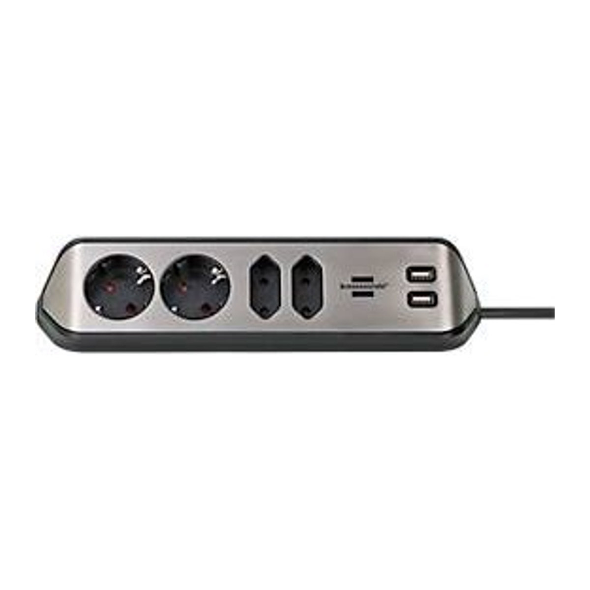 Brennenstuhl Estilo Eck-Steckdosenleiste 4-fach mit USB-Ladefunktion, schwarz-silber, B: 100 mm, H: 300 mm, T: 70 mm - Bild 2