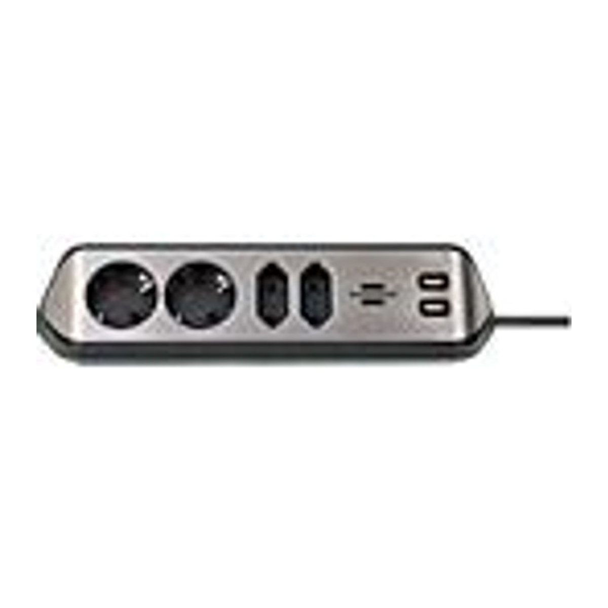 Brennenstuhl Estilo Eck-Steckdosenleiste 4-fach mit USB-Ladefunktion, schwarz-silber, B: 100 mm, H: 300 mm, T: 70 mm - Bild 3
