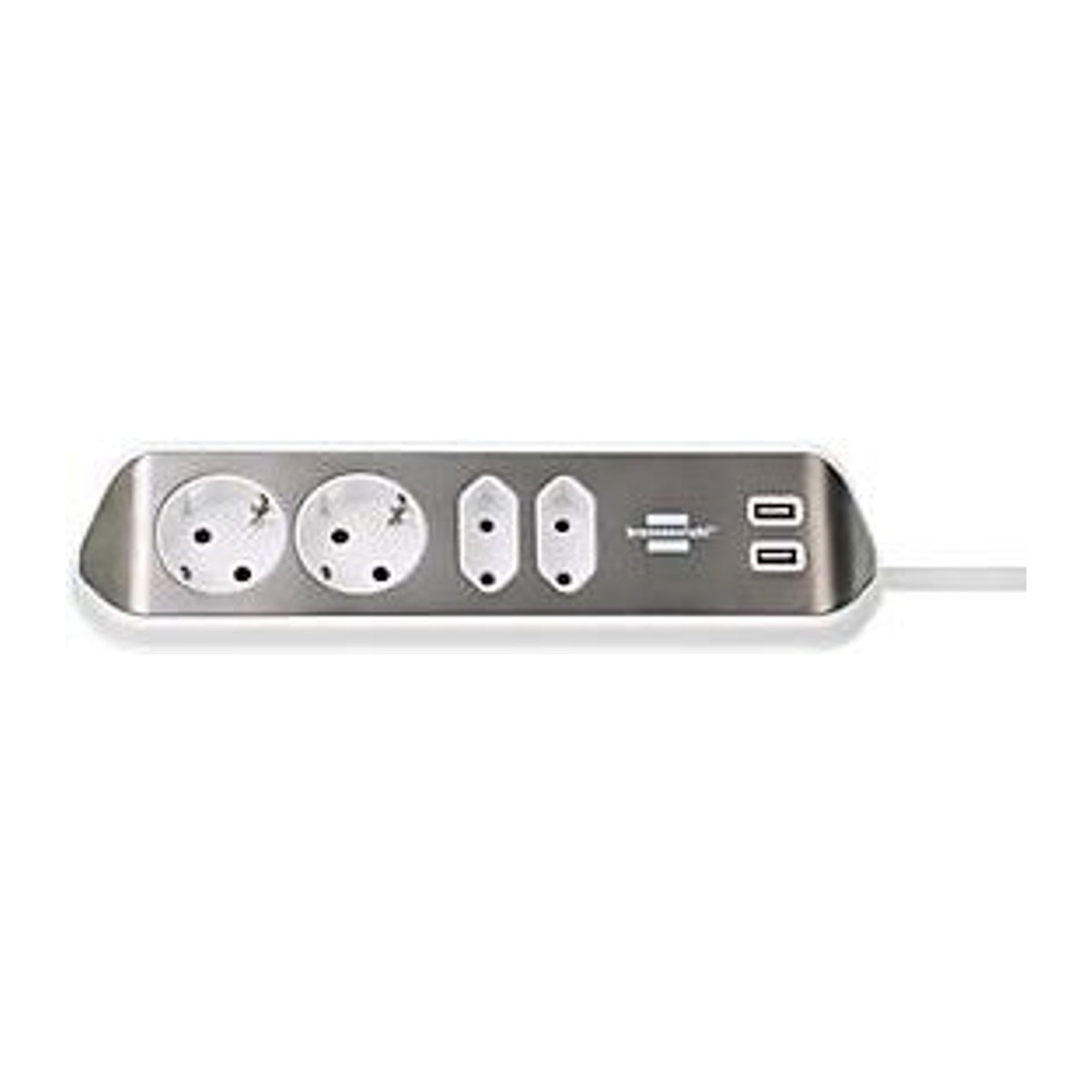 Brennenstuhl Estilo Eck-Steckdosenleiste 4-fach mit USB-Ladefunktion und Klebepads, weiß-silber, B: 100 mm, T: 70 mm, H: 300 mm - Bild 3