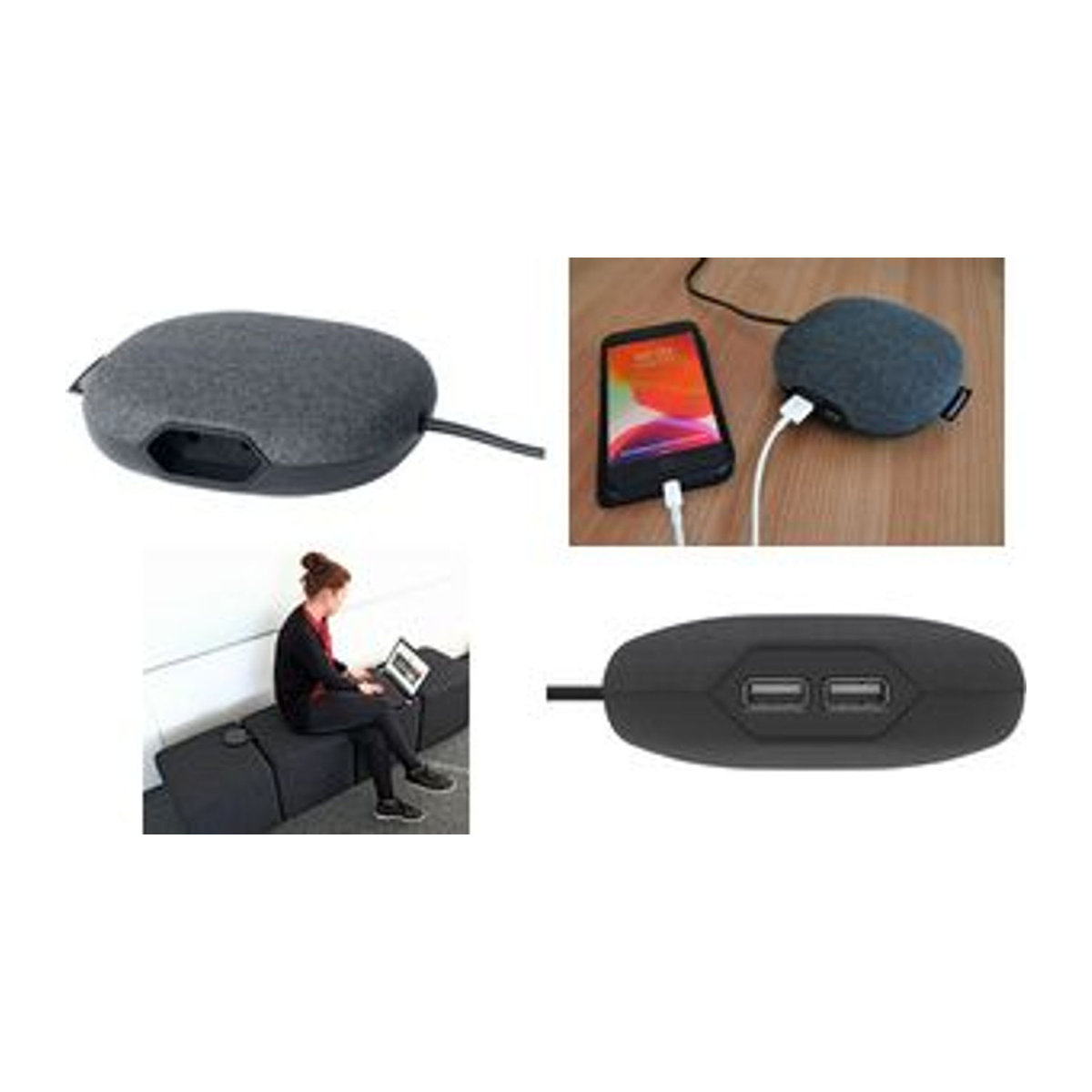 Brennenstuhl Estilo Ladestation mit Textiloberfläche und 2 USB 3.0 Anschlüssen in Schwarz und Anthrazit - Bild 1