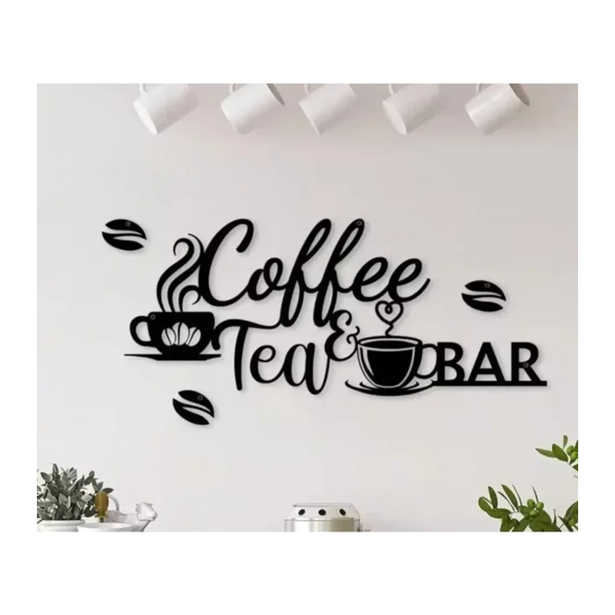BrewBloom Metall-Kaffeebar-Schild in Schwarz mit Bohnen-Design als rustikale Wanddekoration - Bild 1