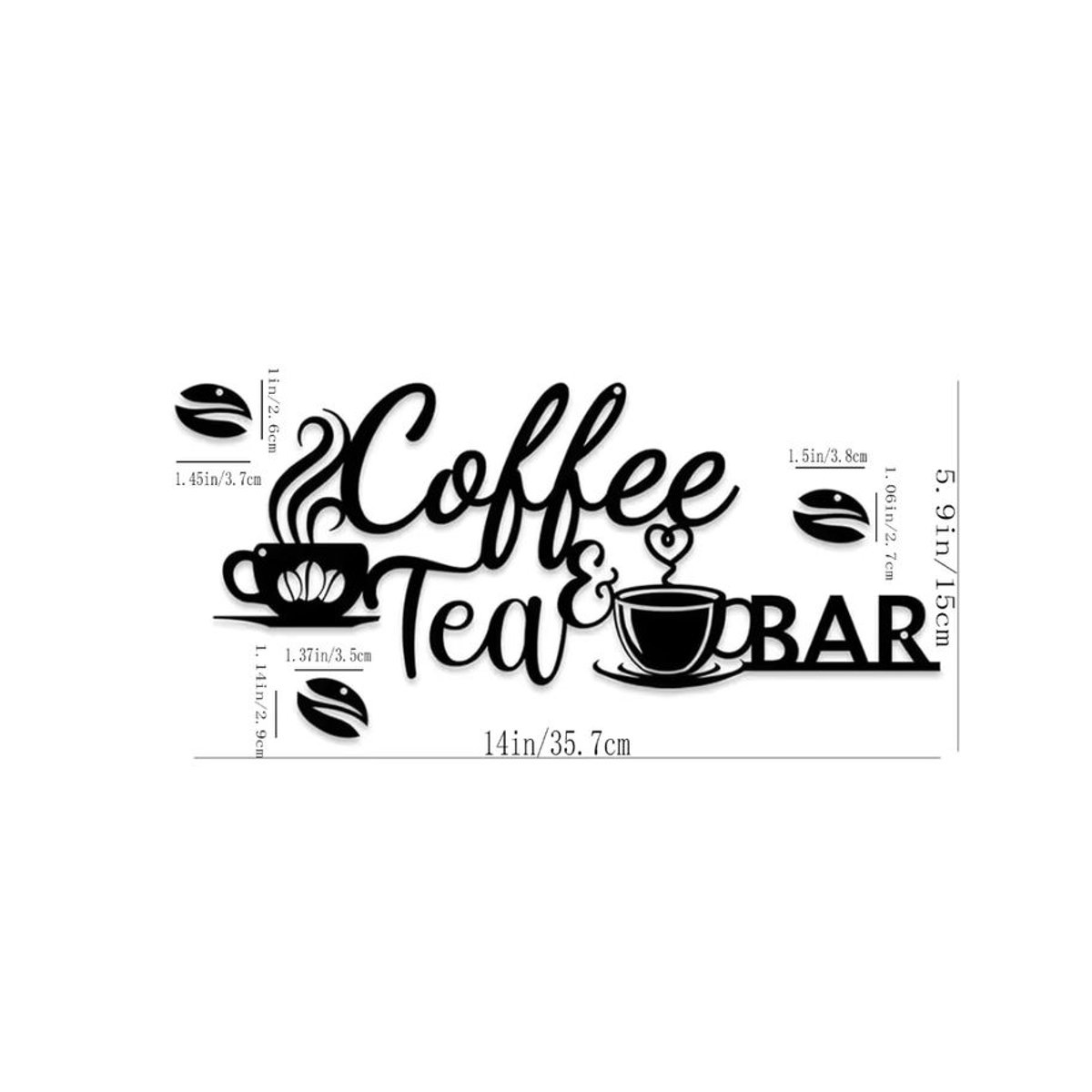 BrewBloom Metall-Kaffeebar-Schild in Schwarz mit Bohnen-Design als rustikale Wanddekoration - Bild 2