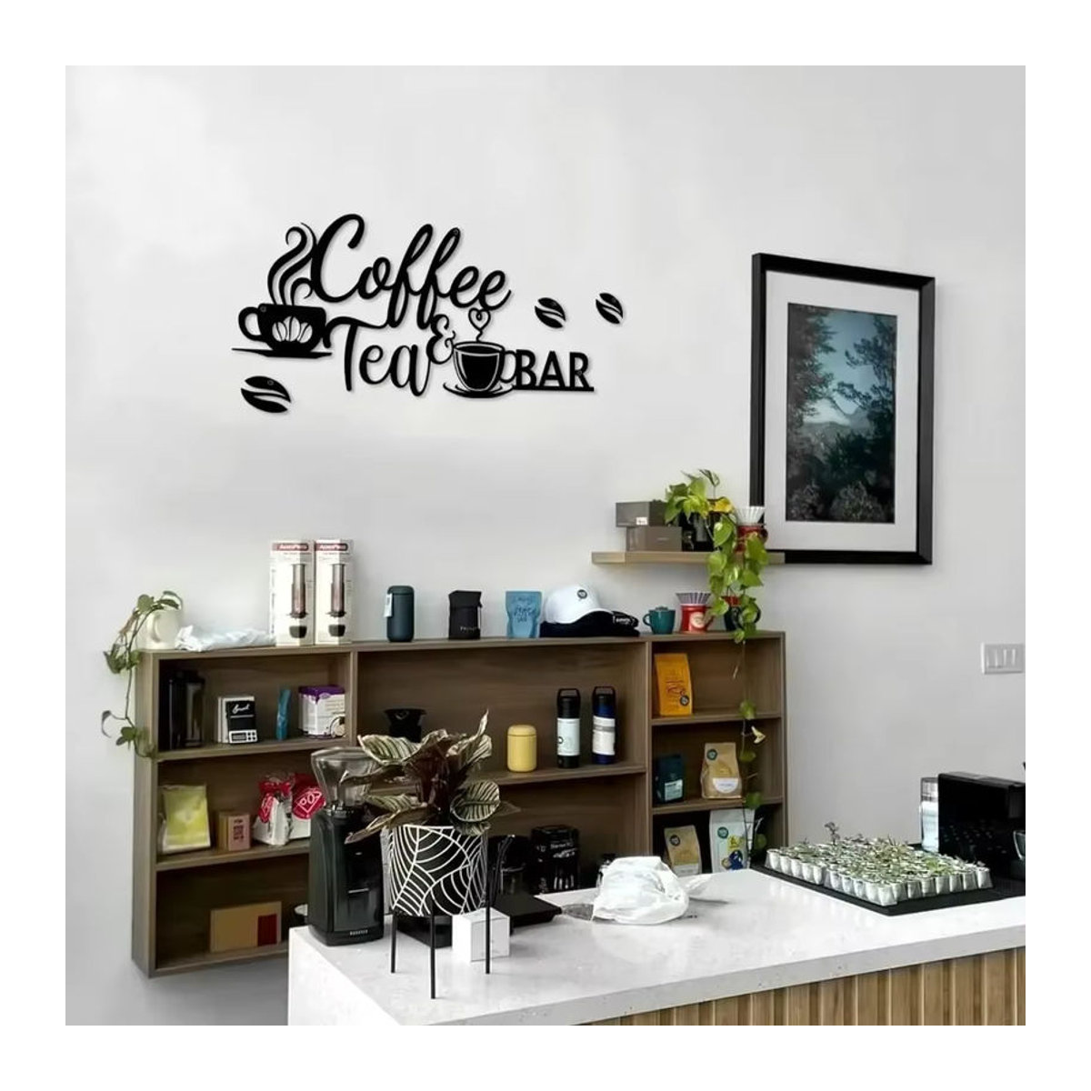 BrewBloom Metall-Kaffeebar-Schild in Schwarz mit Bohnen-Design als rustikale Wanddekoration - Bild 6
